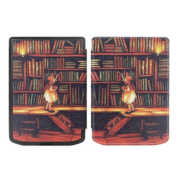 Læderetui til PocketBook Verse Pro E-læsercover med automatisk dvale/vækning - tid til at rejse Multicolor Library Girl
