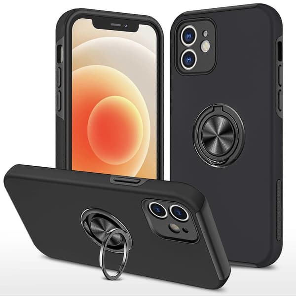 Fullstendig Beskyttelse Hybrid Telefondeksel Ringform Stativdesign for iPhone 12