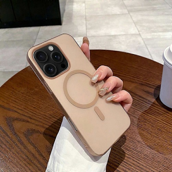 Magnetiskt skal för iPhone 16 Pro, kompatibelt med MagSafe, frostat PC-telefonskal Multicolor Desert Gold