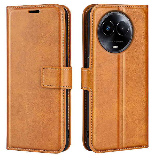 För Realme 11x 5g Phone case Plånboksställ Pu Läderskal Kalvstruktur Fullt skydd Cover Yellow