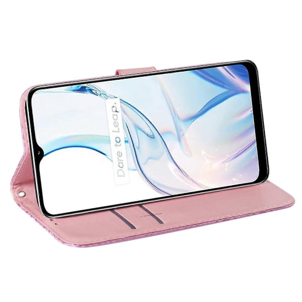 För Realme 10 Pro 5G PU Läder Fodral Bländande Blommönster Ställ Plånbok Mobilskal Multicolor Style C