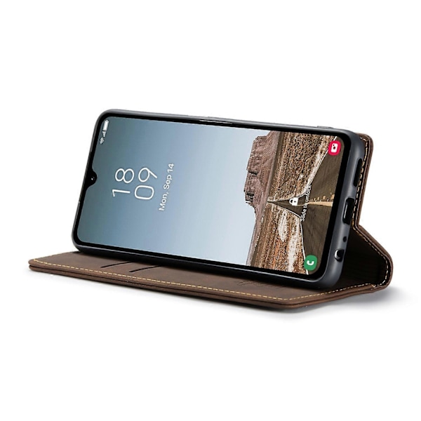 CASEME 013 Series Etui til Samsung Galaxy A05s 4G - Business Style View Flip Læder Telefon Cover Multicolor Coffee