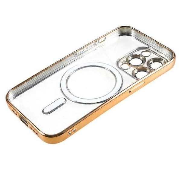 iPhone 12 Pro Max 6,7 tuuman magneettikotelo WANLONFENG galvanoidulla TPU-suojakuorella ja linssisuojalla + 2 kpl Multicolor Gold