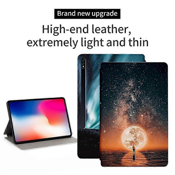 Samsung Galaxy Tab S7/S8 PU-nahkainen läppäkotelo jalustalla ja kuvioidulla painatuksella, tablettisuojus Multicolor Style C