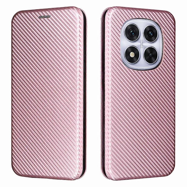 Skal för Xiaomi Redmi Note 14 Pro 4G Fodral Kolfibertextur Fallsäkert PU Läder Telefonskydd Multicolor Rose Gold