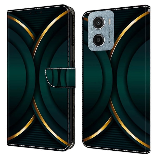 För Motorola Moto E15 4G Fodral 3D Mönster PU Läder Plånboksfodral med Ställ Multicolor Gold Contour