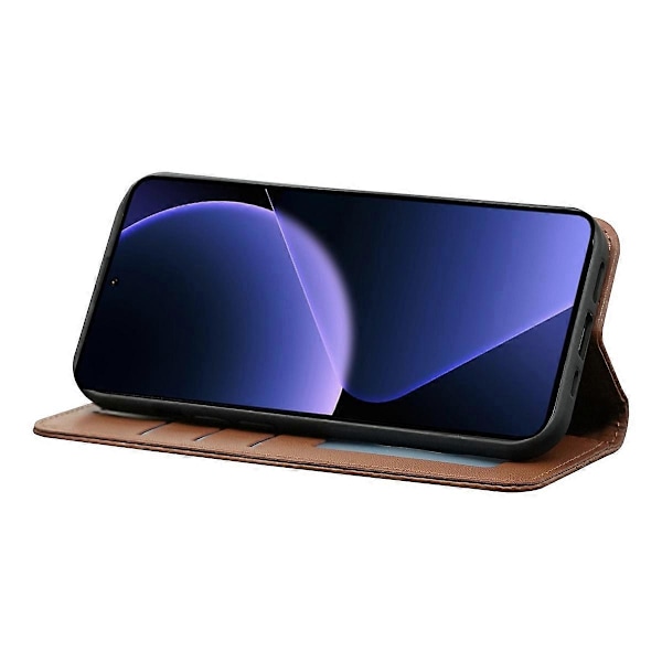 För Xiaomi 14T Plånboksfodral Stark Magnetisk Rutmönstrad Prägling Läder Flip Cover - Grön Multicolor Brown