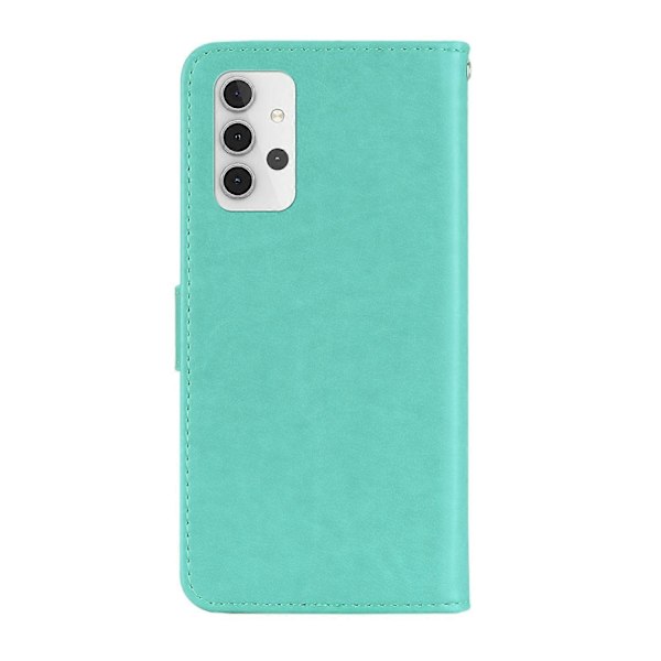 Imprint Blomst Ugle Mønster Stand Læder Wallet Case Cover til Samsung Galaxy A32 5G/M32 5G