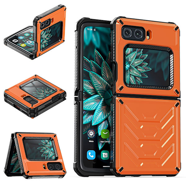 För Motorola Moto Razr 2022 5g Rugged Series Stötsäker TPU-ram + PC-baksida Case Cover Orange