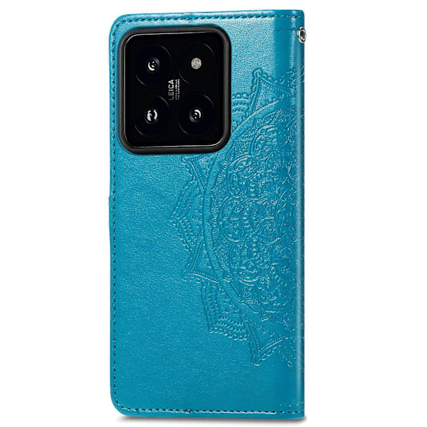 Til Xiaomi 14T Pro Etui Mandala Præget Design Læder Wallet Telefon Cover - Grå Multicolor Blue