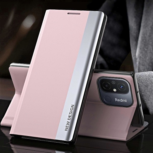 Xiaomi Redmi 12C 4G PU-nahkainen Käännettävä Jalustallinen Puhelinkotelo Galvanoidulla Iskunkestävällä Suojakuorella Multicolor Style H