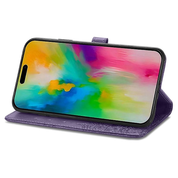Til iPhone 16 Pro Max Wallet Case Mandala Blomst Læder Telefon Cover Stativ View-Grøn Multicolor Purple