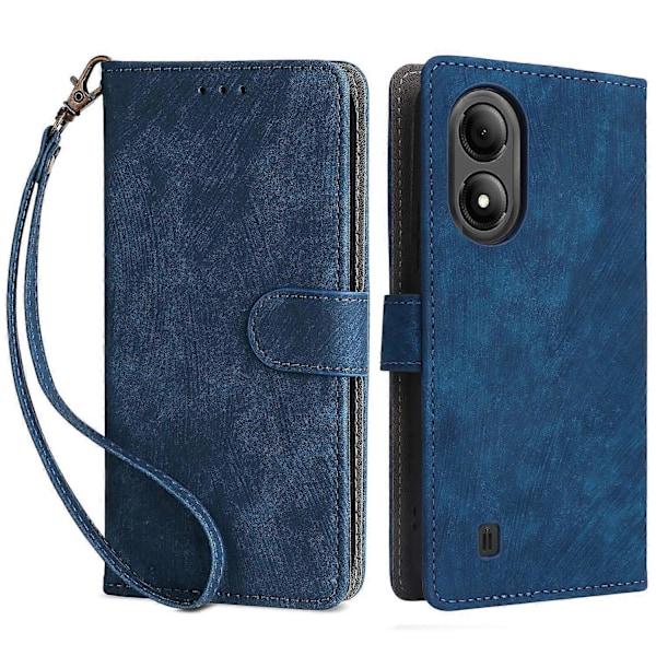 For ZTE Blade A33S Leather Case RFID Blocking Phone Cover with Strap - Green Multicolor Blue