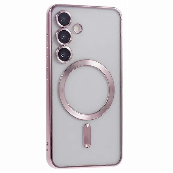 Til Samsung Galaxy S24+ Magnetisk Etui WANLONFENG Fuld Beskyttelse Elektropletteret TPU Cover med Temper Multicolor Pink