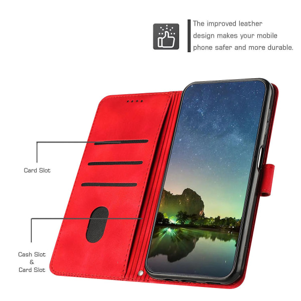 Cover för Motorola Moto G Stylus 4g (2022), Triangle Imprint Plånboksställ Anti-fall phone case med rem Red