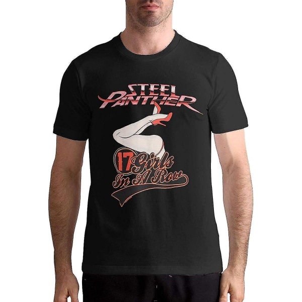 Steel Panther T-shirt för män Bomull Mode Sport Casual T-shirts med rund hals och kort ärm Black L