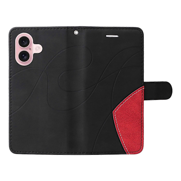 KT Læder Serie-1 Til iPhone 16 Etui Farvesplejsning Tegnebog PU Læder Telefon Cover Multicolor Style A