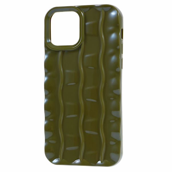 IPhone 12 Pro Max TPU-puhelinkotelo 3D-raitakuviolla, naarmuuntumaton suojus Avocado Green