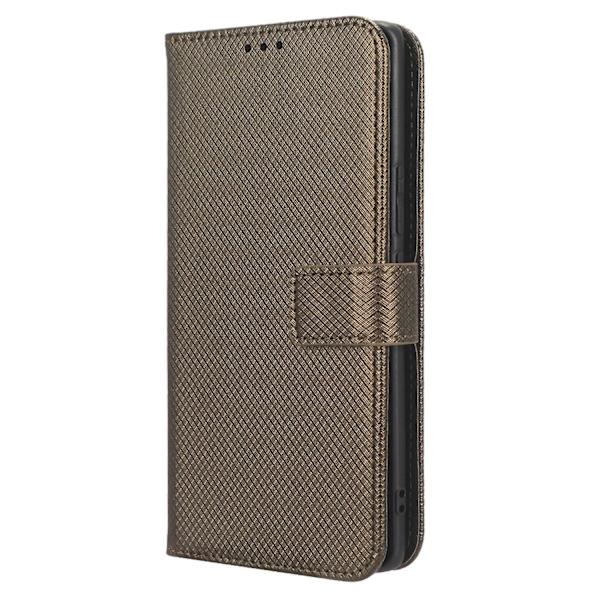 For Honor 80 5g Diamond Texture Pu Läder Phone case Vikbart stativ Magnetlås Cover Brown