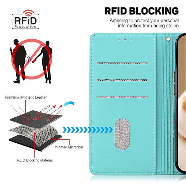 Skal för Realme 13+ 5G RFID-blockerande kattunge-mönster TPU+PU Läder Telefonskydd Multicolor Style B