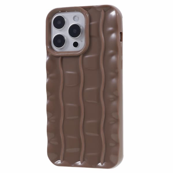 För Iphone 14 Pro 3d Stripes Pattern Phone case Flexibelt Tpu Stötsäkert cover Brown