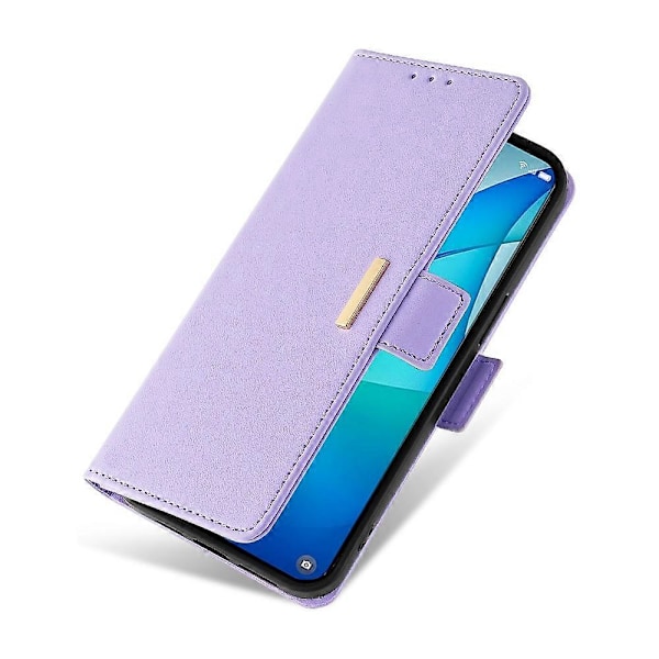 Læder Wallet Case med RFID-blokering og stativ til Realme GT 7 Pro 5G med håndrem - Grøn Multicolor Purple