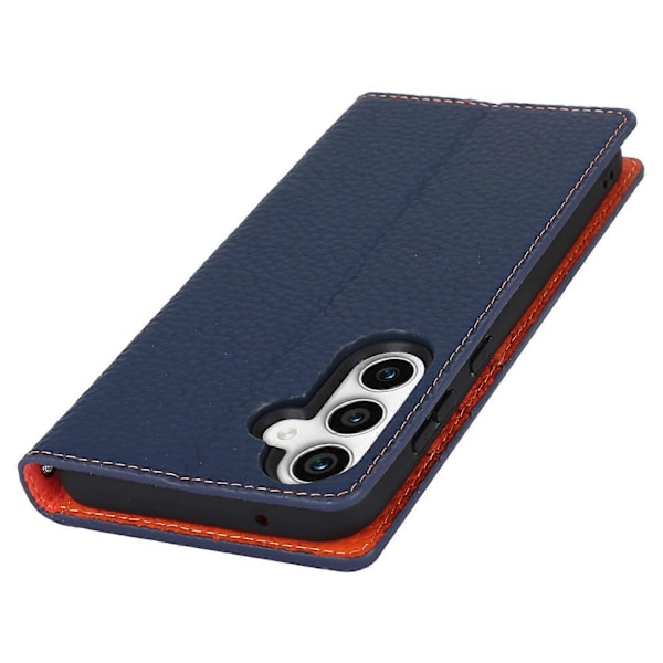 För Samsung Galaxy S23 FE Fodral Läderstruktur Äkta Läder Mobilskal med Rem Multicolor Style E