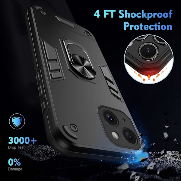 Mobilskal för iPhone 15 PC+TPU Stötfångarskal Passar Magnetisk Bilhållare Multicolor Style A