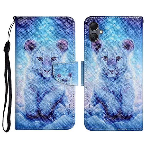 Skal för Samsung Galaxy A06 Mönstertryck Skyddande Läderfodral - Maskros Multicolor Little Leopard