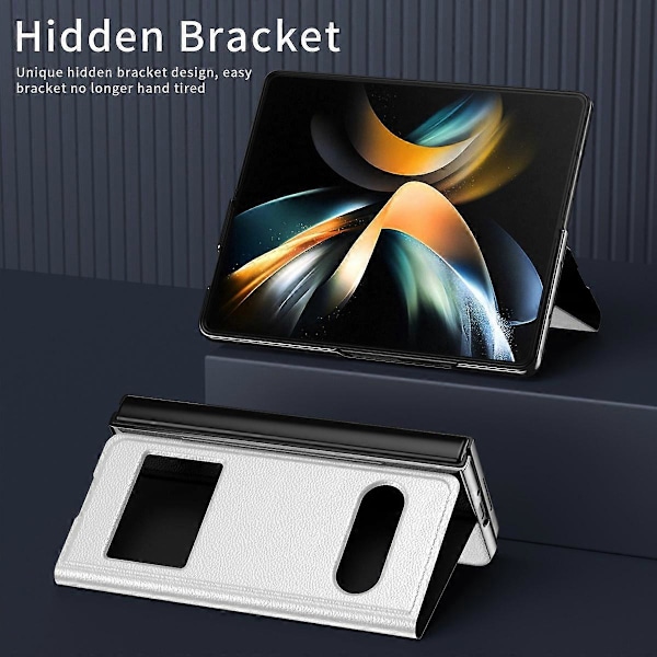 Til Samsung Galaxy Z Fold6 5G Etui PU Læder Litchi Tekstur Telefon Cover Visningsvindue Multicolor Style C