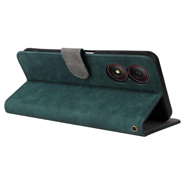 Etui til ZTE Blade A34 med håndledsrem RFID-blokerende stødabsorberende cover - Multicolor Green