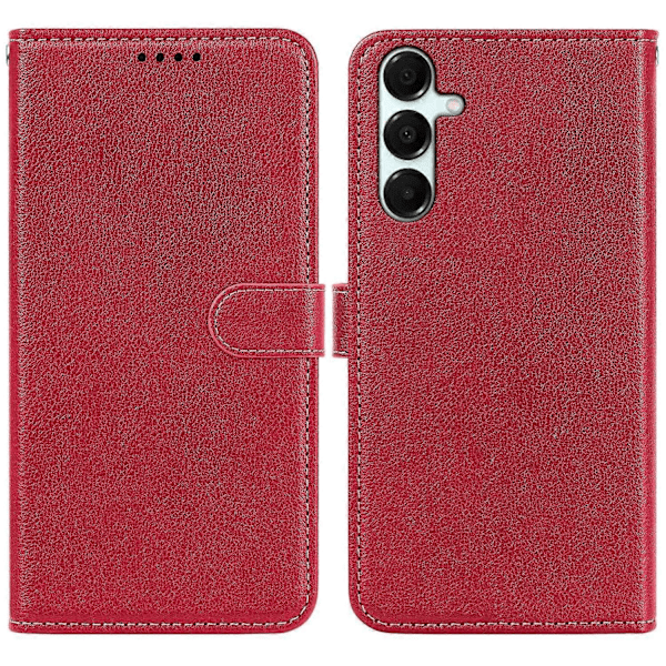 For Samsung Galaxy A26 5G Leather Case Litchi Texture Wallet RFID Blocking Phone Cover - Grey Multicolor Red