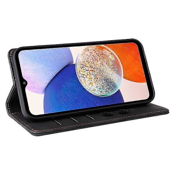 006-serien Fodral för Samsung Galaxy A14 5G/A14 4G Läderplånbok med sugproppsstängning Multicolor Style B