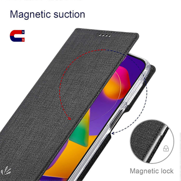 VILI DMX -sarjan korttipidike, nahkainen suojakotelo jalustalla Xiaomi Redmi Note 10 5G/Poco -puhelimelle