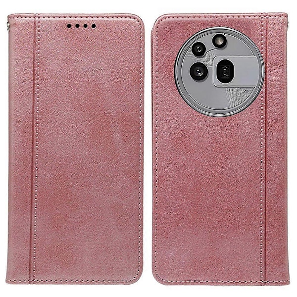 För Nothing Phone (3a) Pro Fodral Dold Magnetisk Stängning Kalvtextur Läder Telefonskal Multicolor Rose Gold