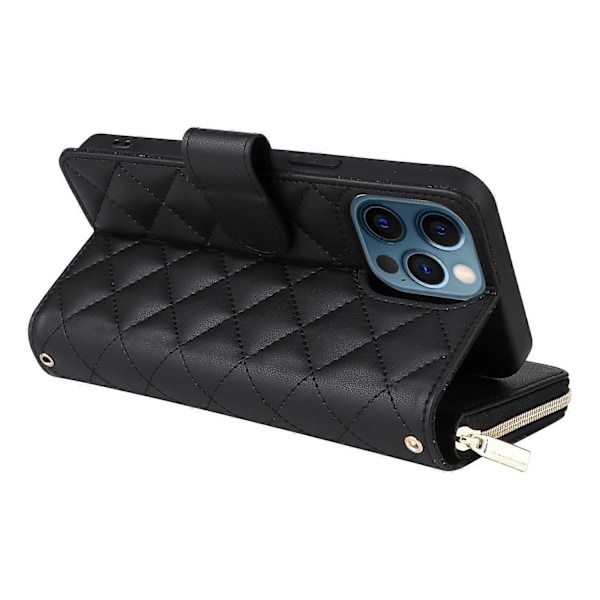 Til iPhone 12 Pro Max Wallet Case Rhombus Grid Læder Telefon Cover med Korte/Lange Stropper Multicolor Style A