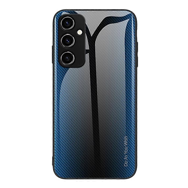För Samsung Galaxy A34 5G Mobilskal Kolfibertextur TPU+Härdat Glas Mobilskal Multicolor Style A