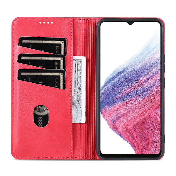 Azns Pu Läder Phone case För Samsung Galaxy A04e 4g, Stativ Magnetic Absorption Flip Cover Red