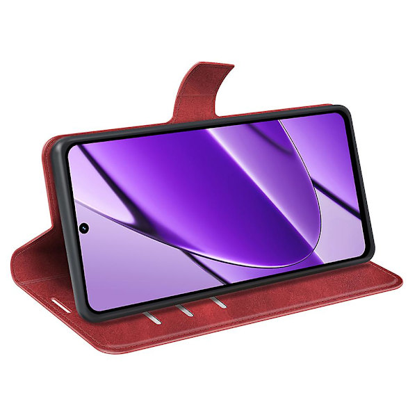 För Realme 11x 5g Phone case Plånboksställ Pu Läderskal Kalvstruktur Fullt skydd Cover Red