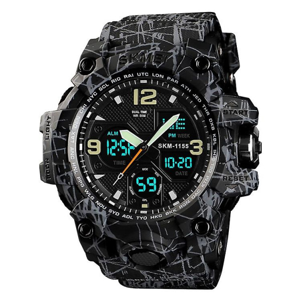 Skmei 1155b Outdoor Sports Noctilucent Waterproof Watch Grey Black