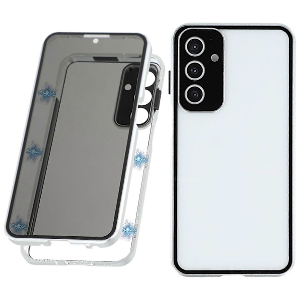 Til Samsung Galaxy A16 5G/4G Etui med Skærmbeskytter/Linsefilm Hærdet Glas Metal Telefon Cover Multicolor Silver