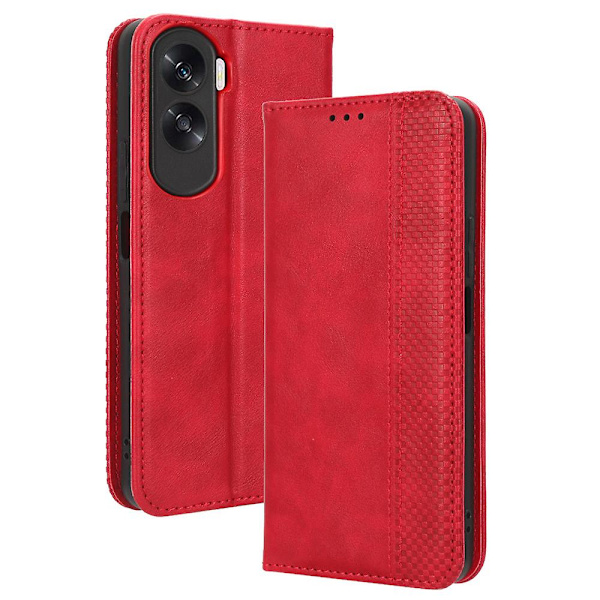 Suojakotelo Honor 90 Lite 5g/x50i 5g -puhelimelle, magneettinen kuori, retro PU-nahkainen lompakkokansi Red