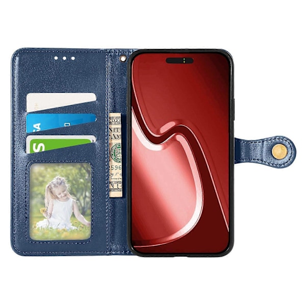 Læder telefoncover med pung, stativ og håndledsrem til iPhone 16 Pro Max - Grøn Multicolor Blue