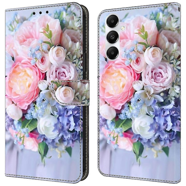 Til Samsung Galaxy A55 5G Mobiltelefon Etui Trykt 3D Mønster Stativ Læder Cover Multicolor Colorful Flower