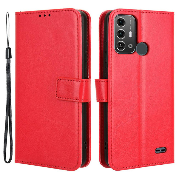 För Zte Blade A53 Pro Case Läder Cover Med Plånboksställ Red