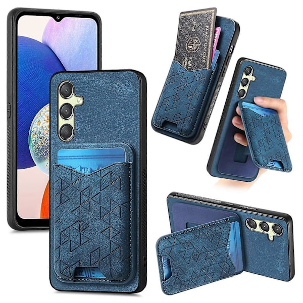Til Samsung Galaxy A14 4G/5G Etui med Præget Mønster, Kortholder, Støttefod, Læder Bagside Cover Multicolor Style E