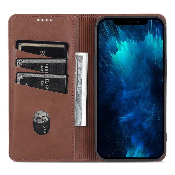 För Iphone 15 Plus anti-scratch Pu Case Stativ Plånbok Cover Coffee