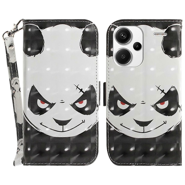 Til Xiaomi Redmi Note 13 Pro+ 5G Etui 3D Mønster Læder Wallet Telefon Cover Håndtaske Multicolor Angry Panda