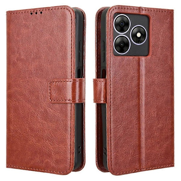 Læder Etui til Blackview Wave 8/Wave 8C/Oscal Flat 2 Crazy Horse Tekstur Telefonpung Cover Multicolor Brown