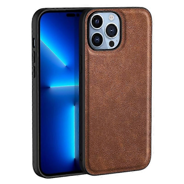Stöttåligt mobilskal för iPhone 15 Pro Retro PU-läderbelagd TPU+PC Baksida Multicolor Style B